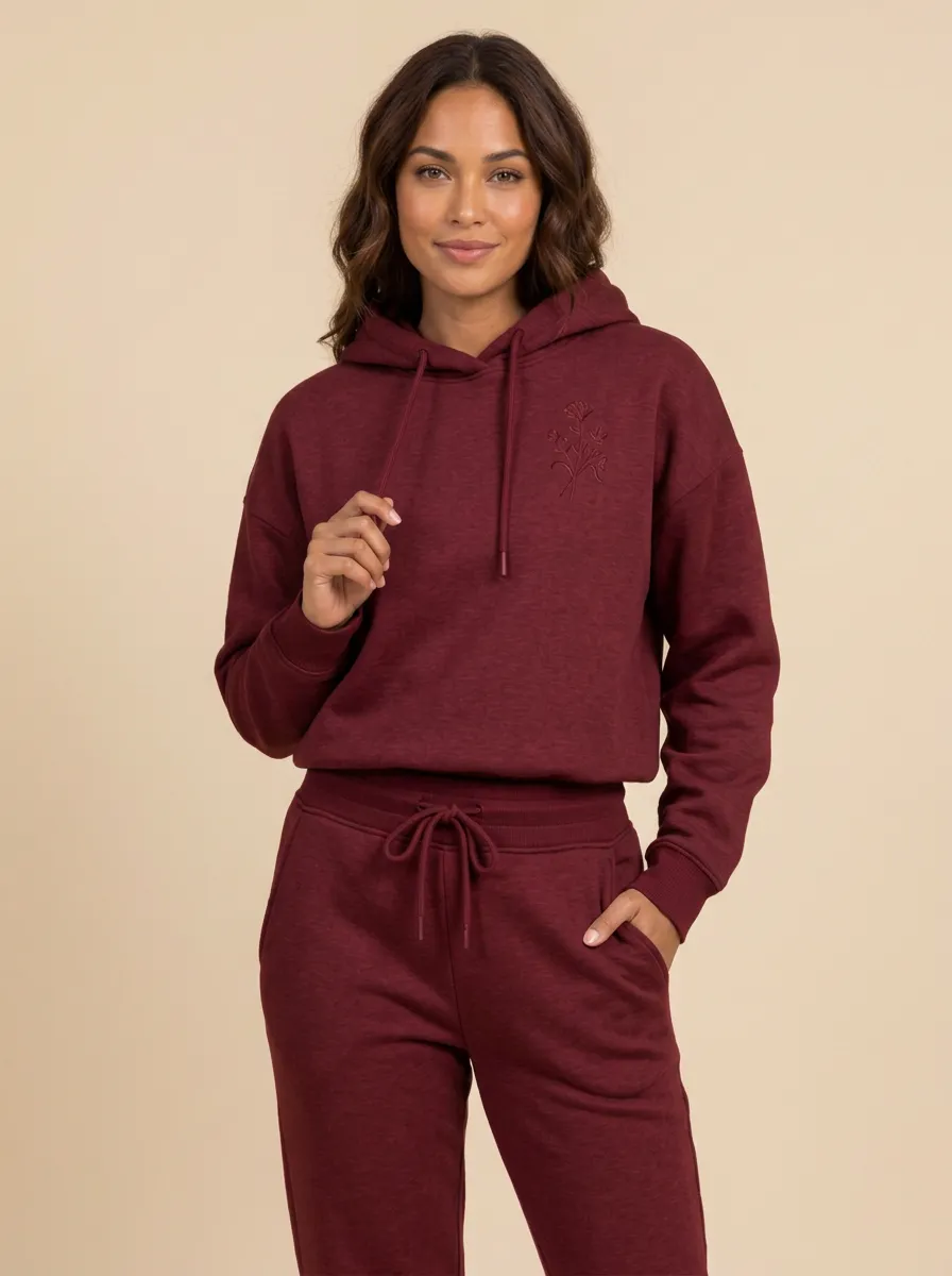 Women's Dusty Rose Solid Hoodie & Pants Set