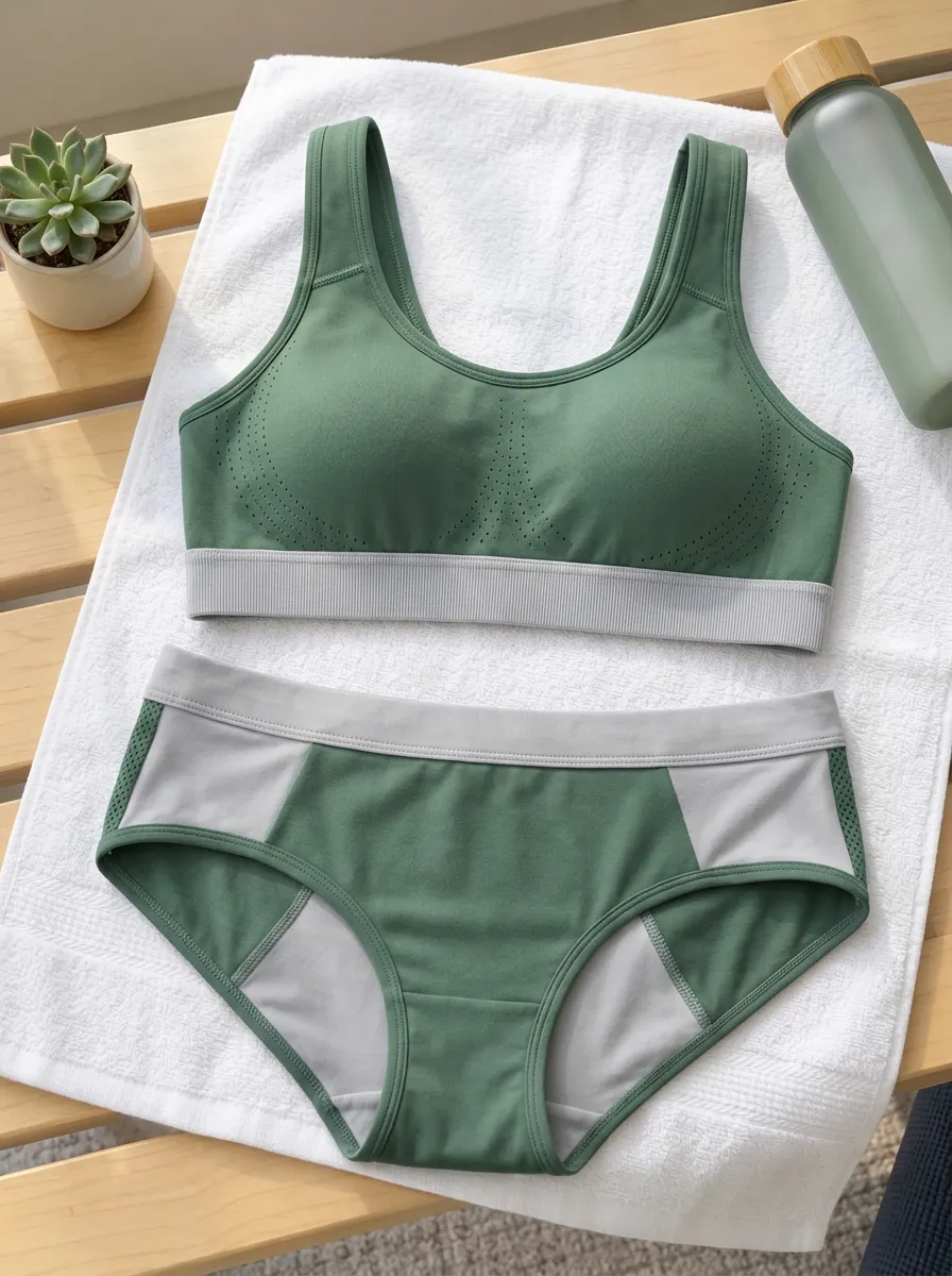 Women's Sporty Colorblock Seamless Block Lingerie Set