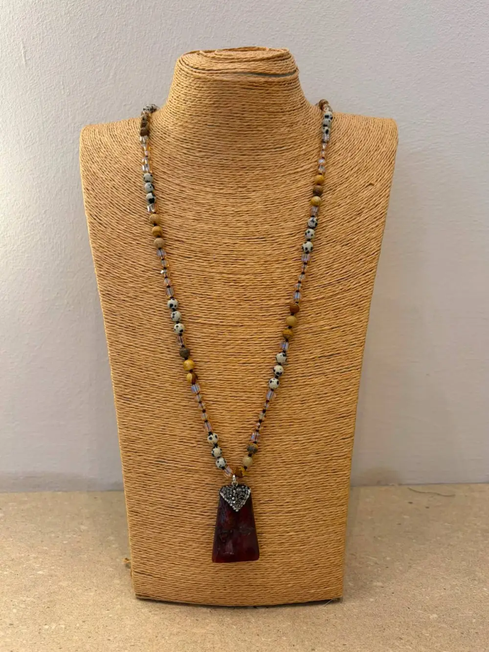 Long Profile Crystal Stone Necklace