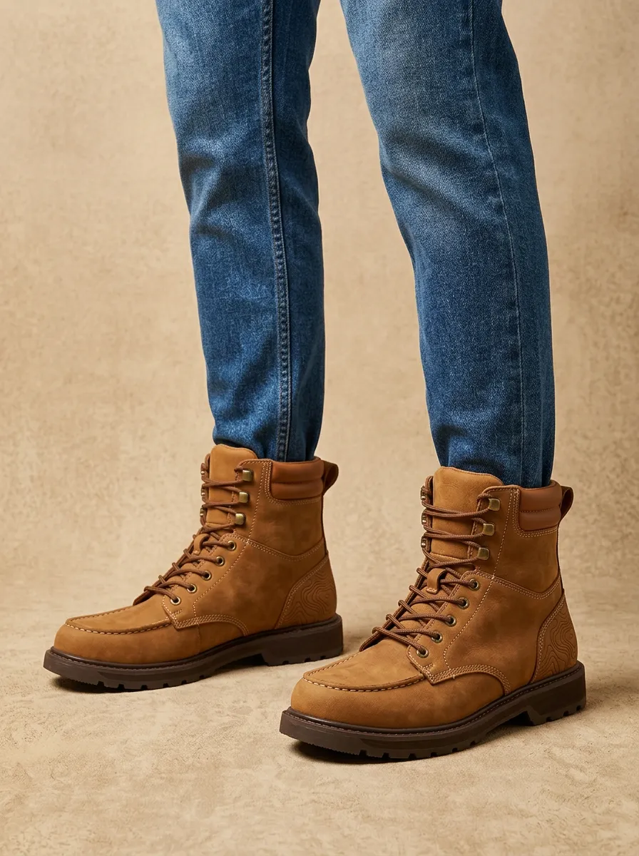 Men's Utility Hiking Topographic Map Work Boots