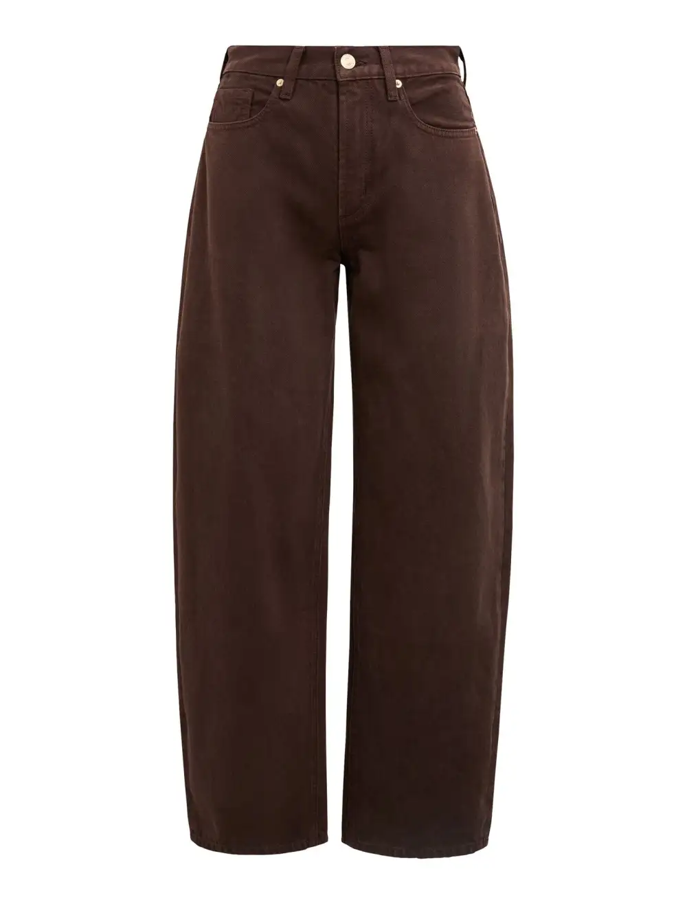 Brown Mid-Rise Barrel Leg Jeans