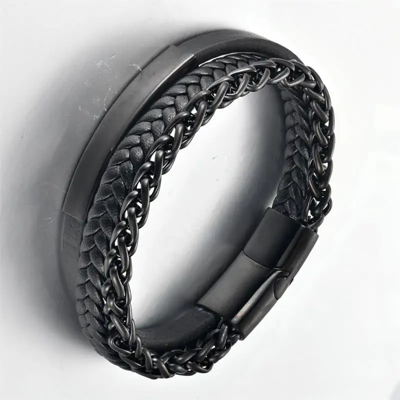 Woven Pattern Titanium Steel Stimulation Multi Layer Bracelet