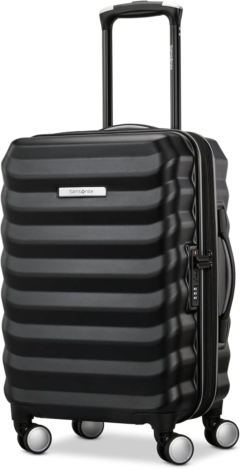 Samsonite Hard-Sided 28-Inch Lightweight Checked Large Expandable Element Suitcase: Durable, 360° Spinner Wheels, Adjustable Telescopic Handle, TSA-Approved Lock - Alpine Black