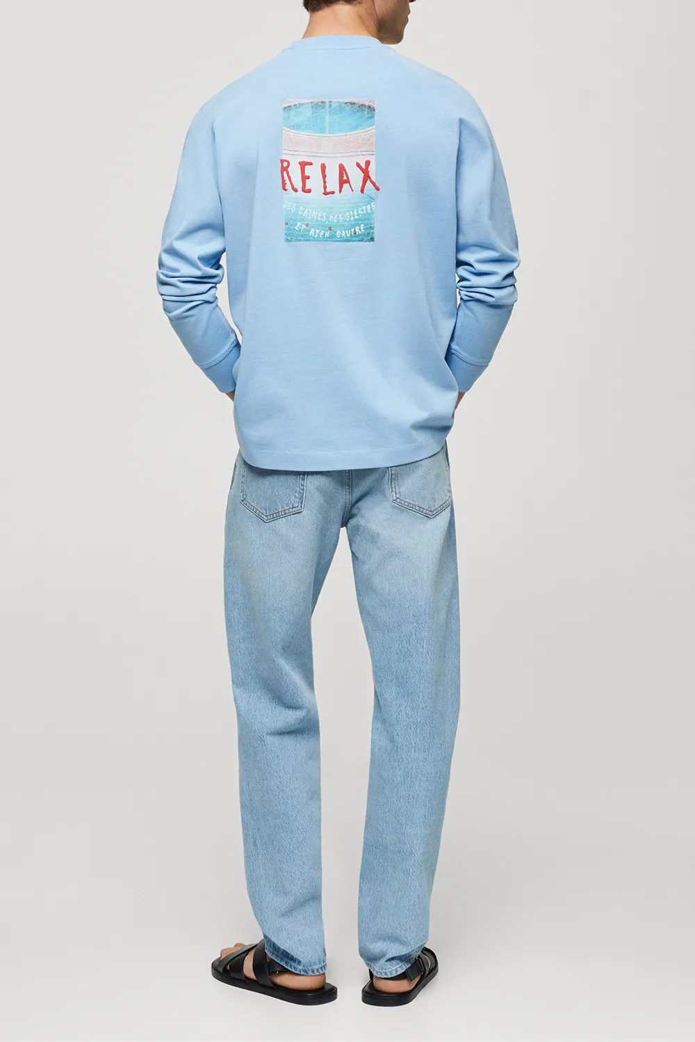 100% Cotton Sweatshirt With Printed Drawing