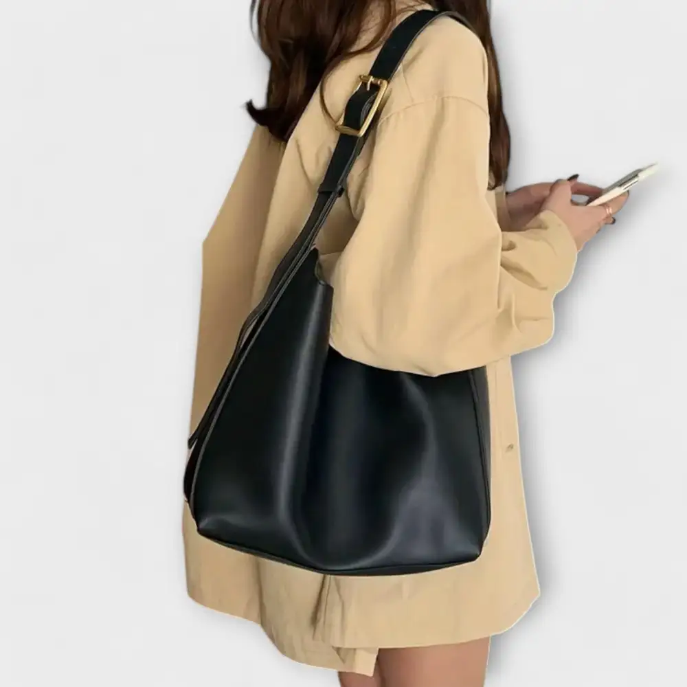 Buckle Leather Shoulder Bag