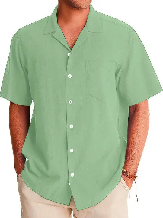 Short Sleeve Open Collar Pocket Shirt