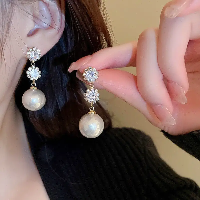 Retro Floral Pearl Statement Earrings