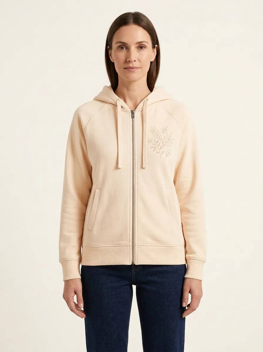 Women's Botanical-Line Embroidered Raglan Full-Zip Hoodie