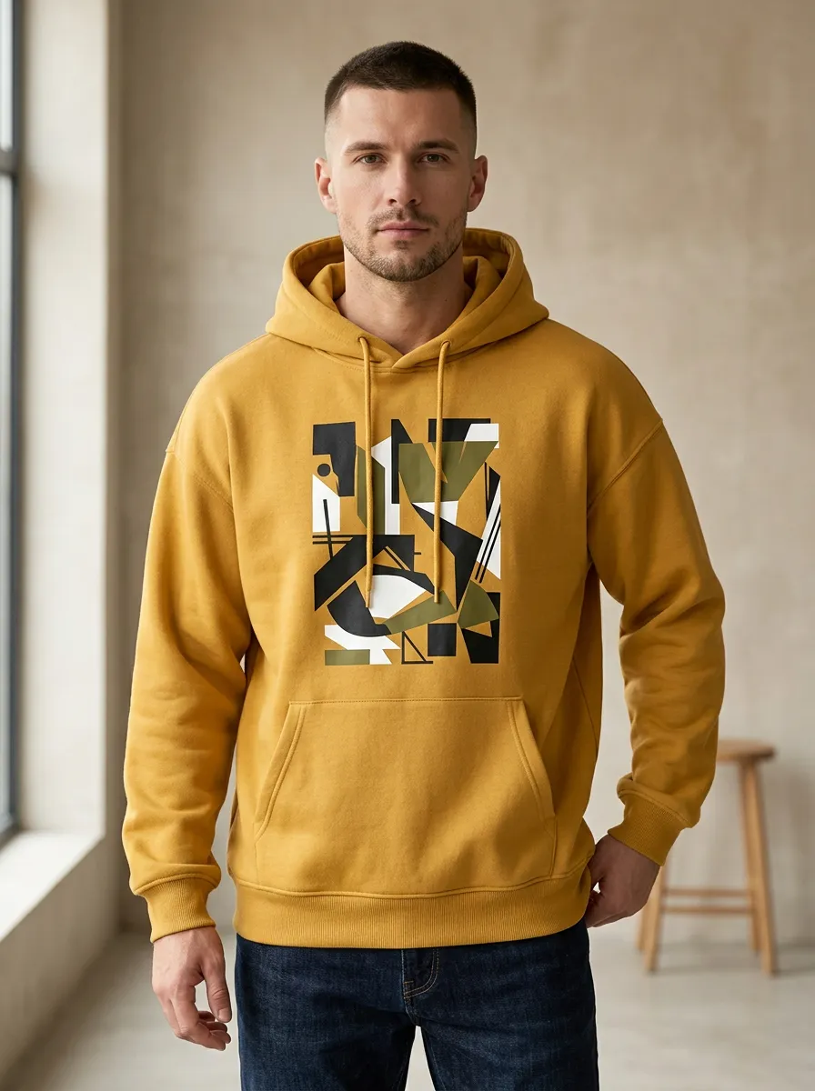 Men's Contemporary Abstract Geometric Art Print Hoodie