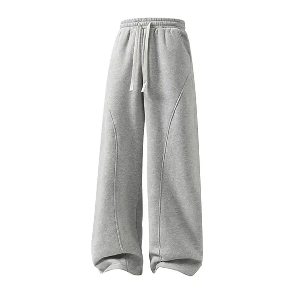 Men's solid-color drawstring trousers with curved hems—casual and comfortable, featuring a relaxed fit suitable for all seasons.