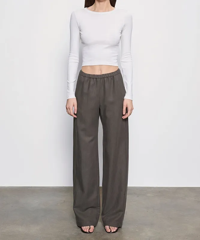 Baby Rib L/S Cropped Top Pearl Grey