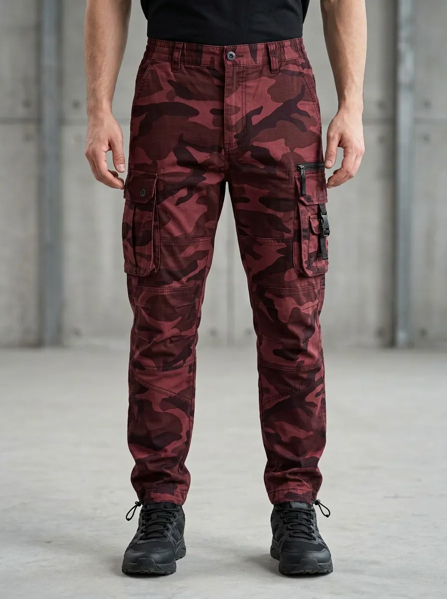 Men's Tactical Outdoor Grey Camouflage Printed Cargo Pants