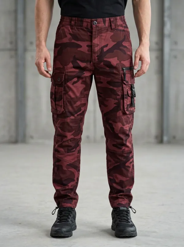 Men's Tactical Outdoor Grey Camouflage Printed Cargo Pants
