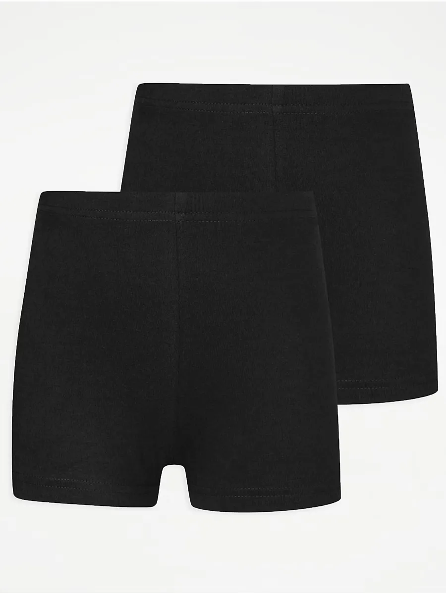 Black Jersey Girls School Shorts 2 Pack