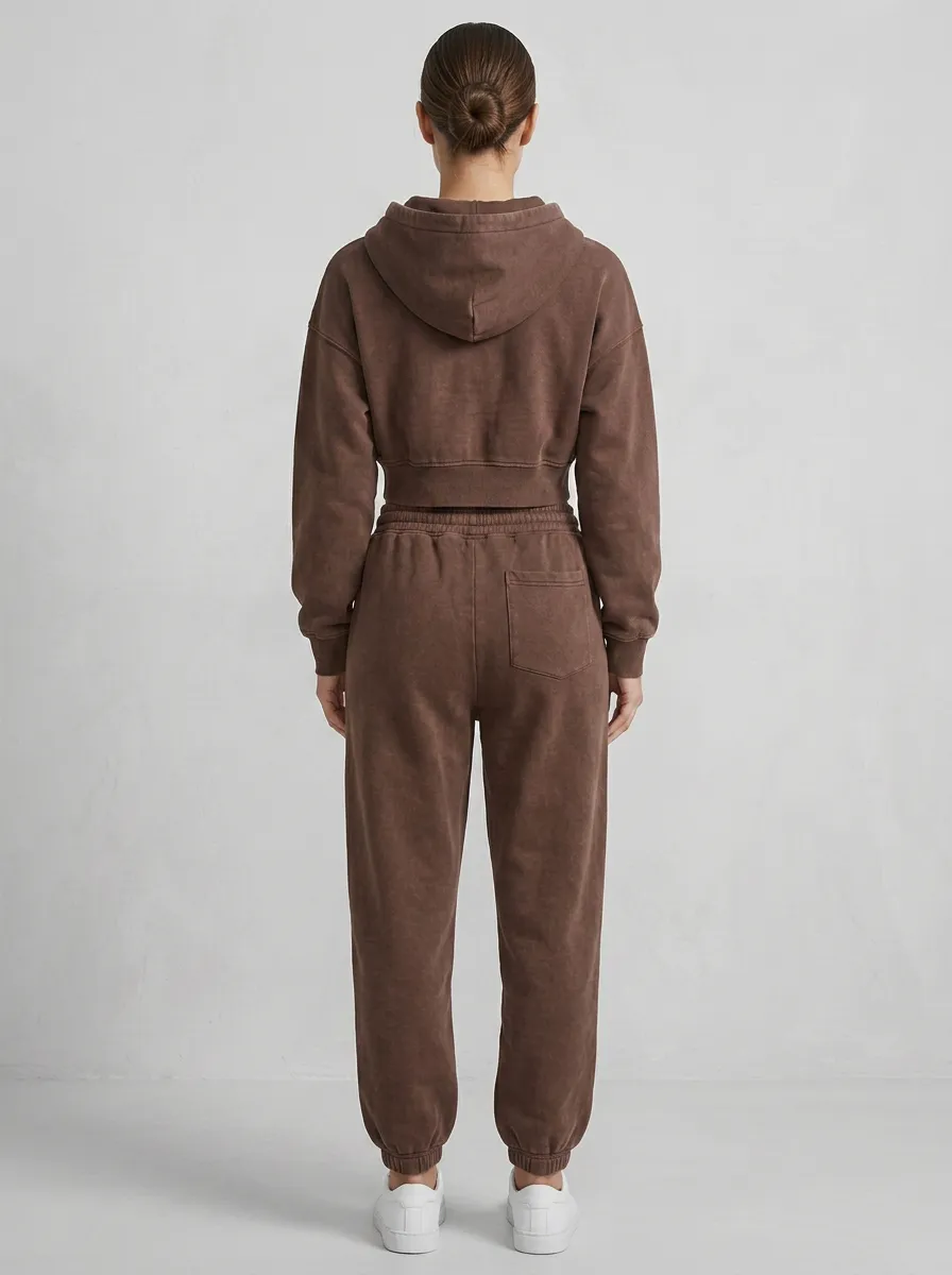 Cropped Jogger Athleisure Women's Cropped Zip-Up Hoodie Jogger Active Set