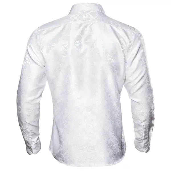 Minimal Paisley Long Sleeve Silk Dress Shirt