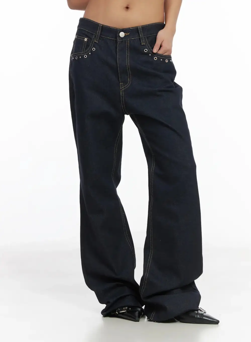 Non-Fade Eyelet Bootcut Jeans