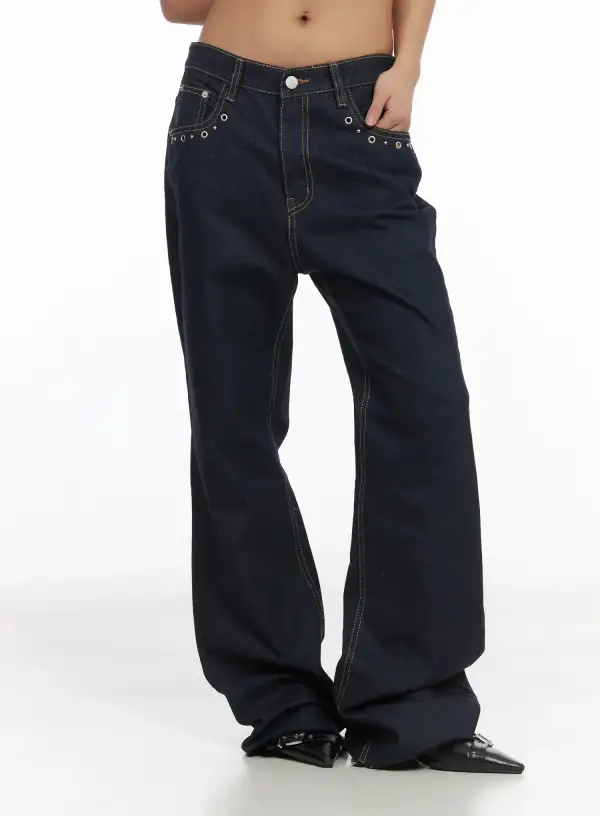Non-Fade Eyelet Bootcut Jeans
