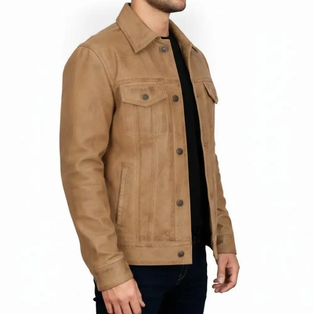 Leather Biker Trucker Multi Pocket Jacket