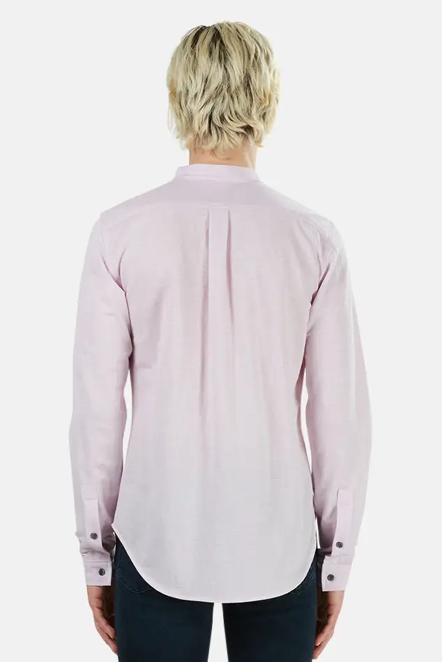 Button Down Cotton Mandarin Collar Shirt