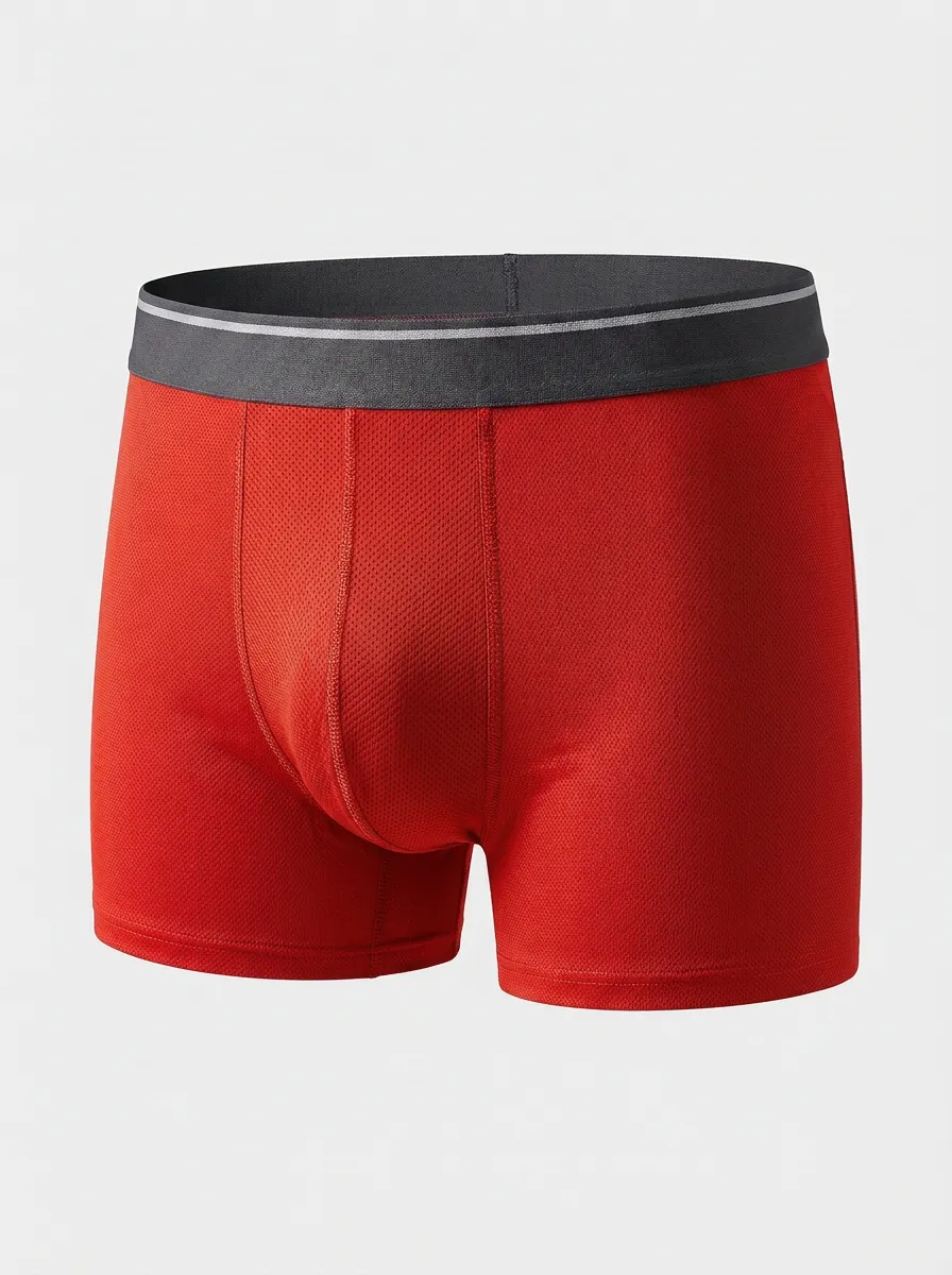 Men's Athletic Breathable Mesh Solid Color Boxer Briefs