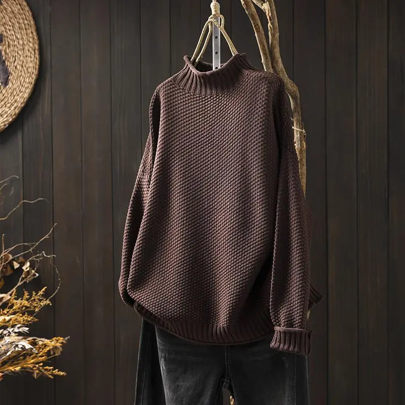Cozy Oversized Turtleneck Knit Sweater