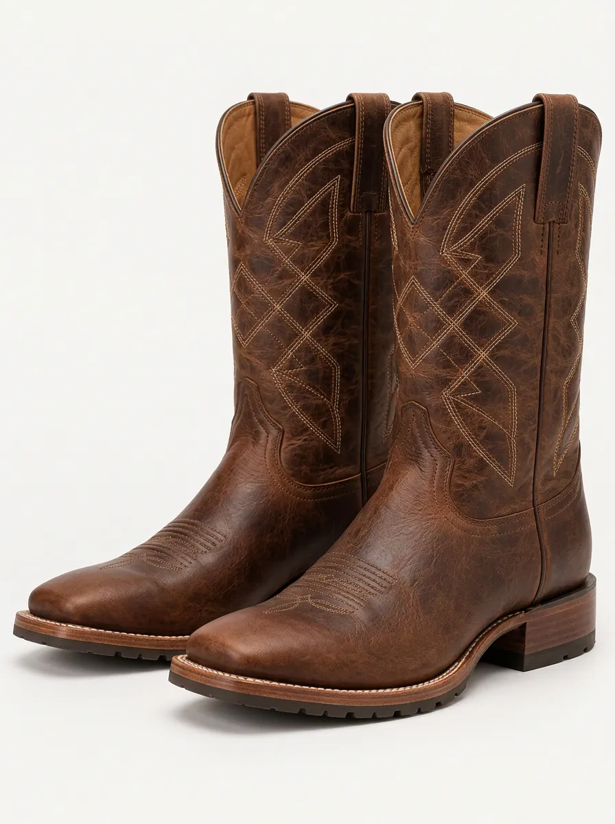 Men's Leather Cowboy Boots in Brown