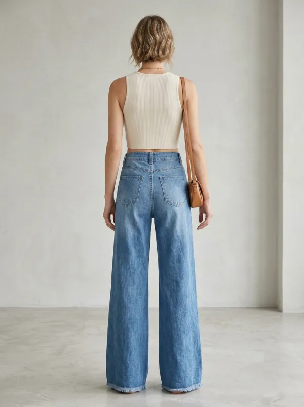 Women's Wide Leg Casual Denim Jeans