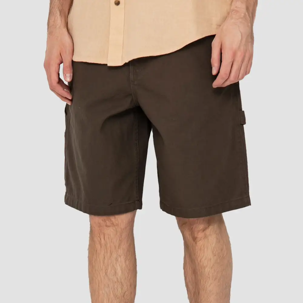 Elastic Waist Carpenter Pocket Canvas Shorts
