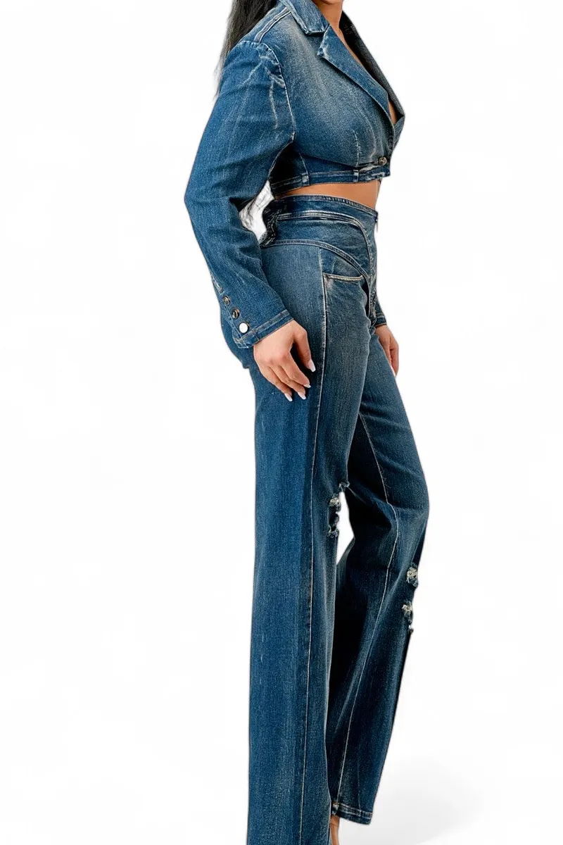 Women's Denim Two Piece Set