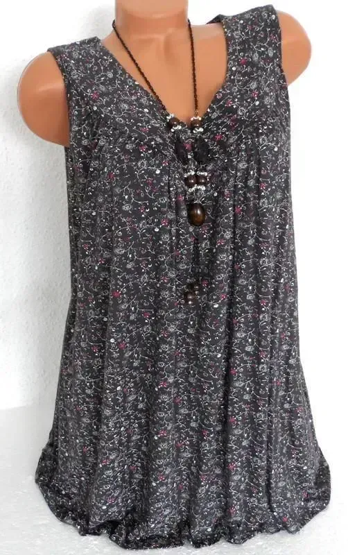 Plus Size Women Fashion Blouse Casual Loose Floral Printed Tops