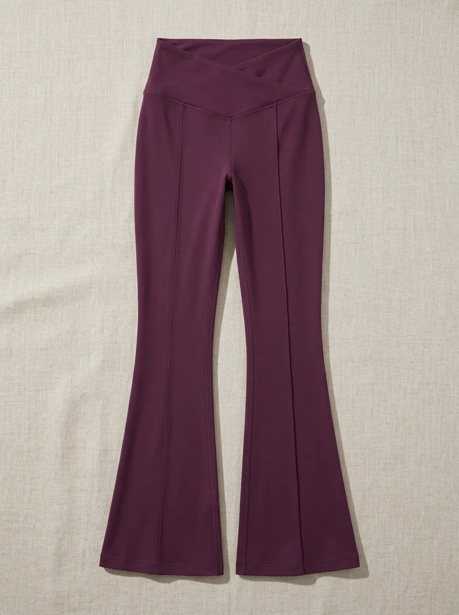 Women's Yoga Fitness High-Waisted V-Crossover Flared Leggings
