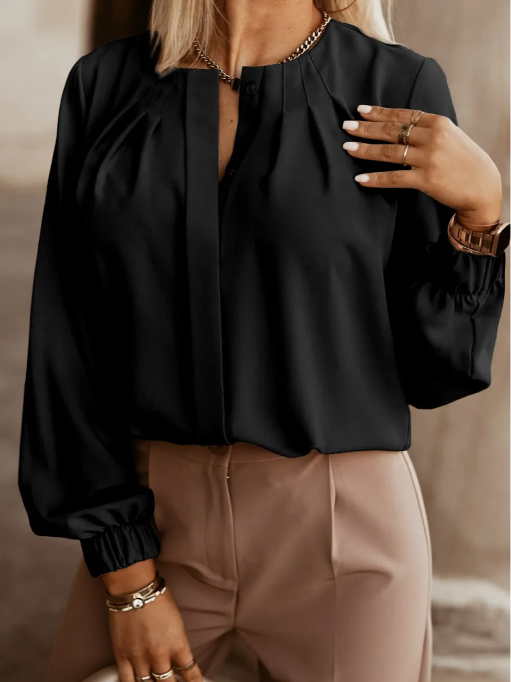 Crew Neck Shirt Blouse