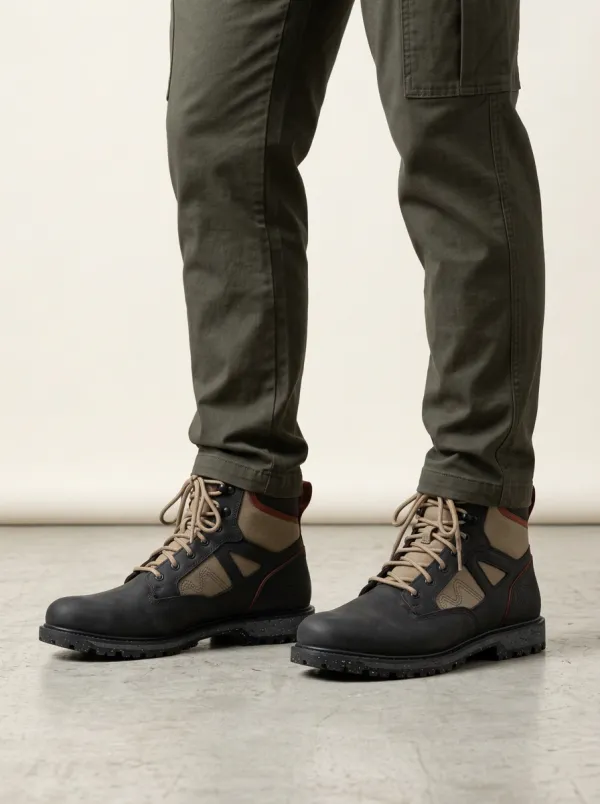 Men's Field Style Topographic Pattern Work Boots