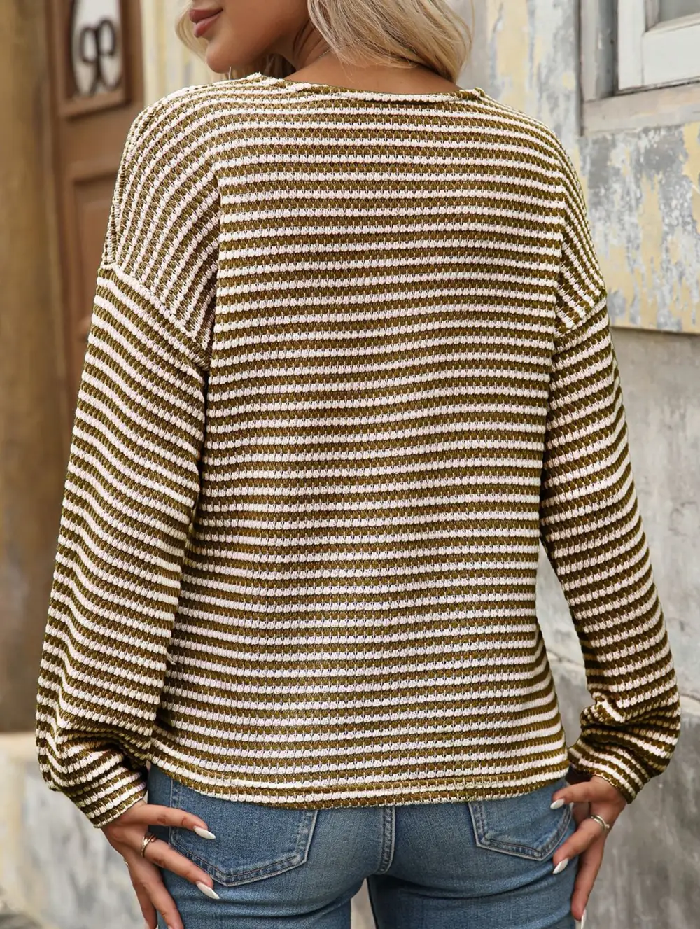 Button Down V Neck Top