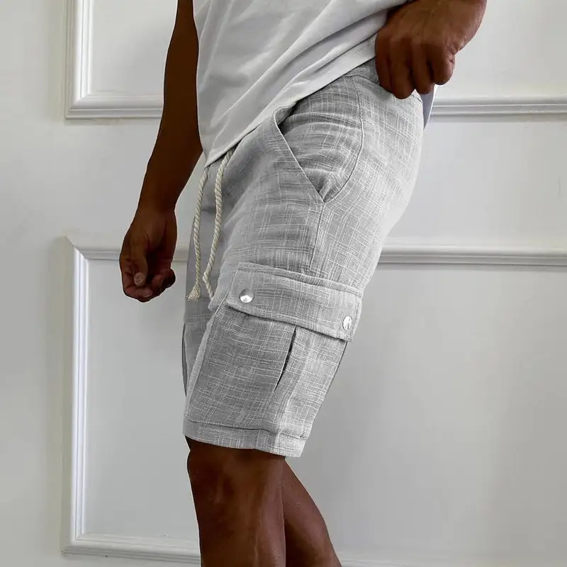 Men's Lightweight Woven Cargo Shorts with a Drawstring Waist for Casual Styling