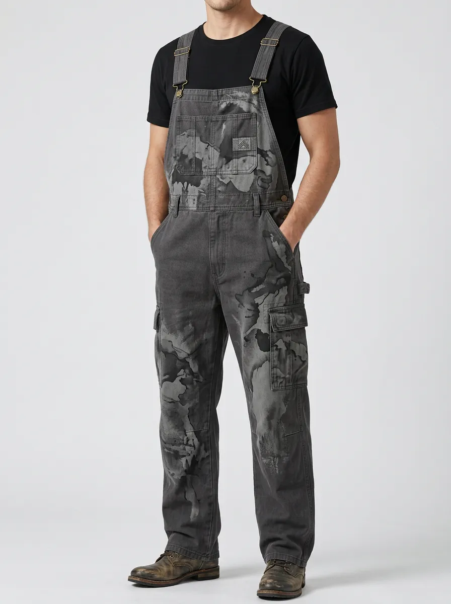 Abstract Print Cargo Overalls