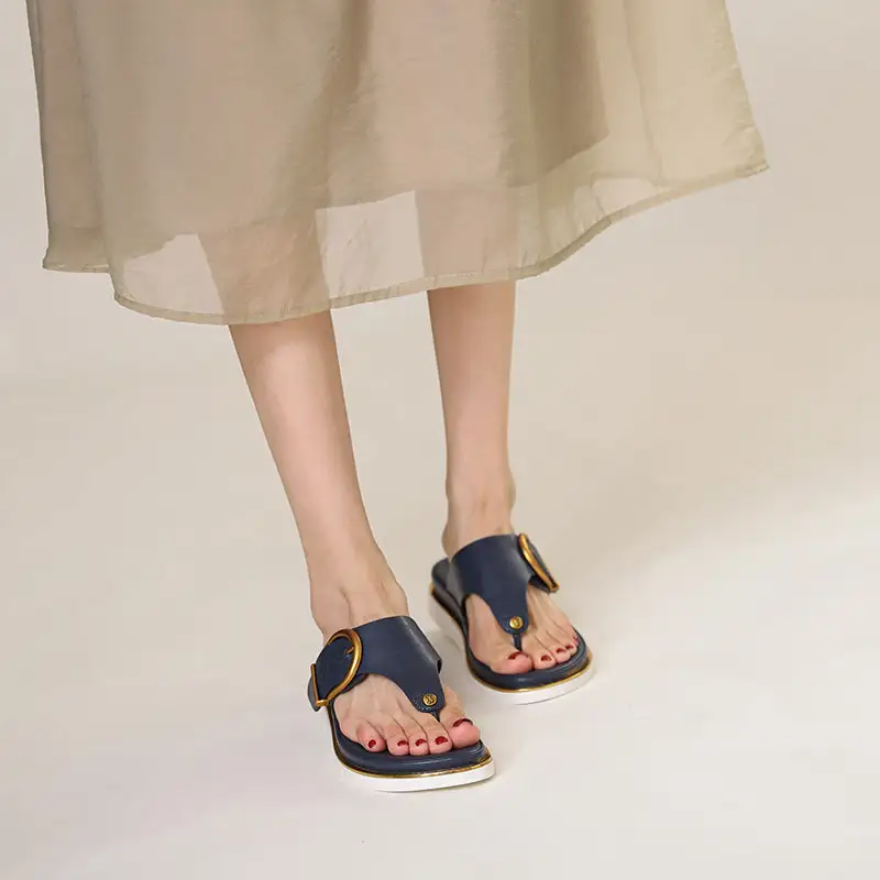  Cushioned Buckle Thong Sandals Apparel