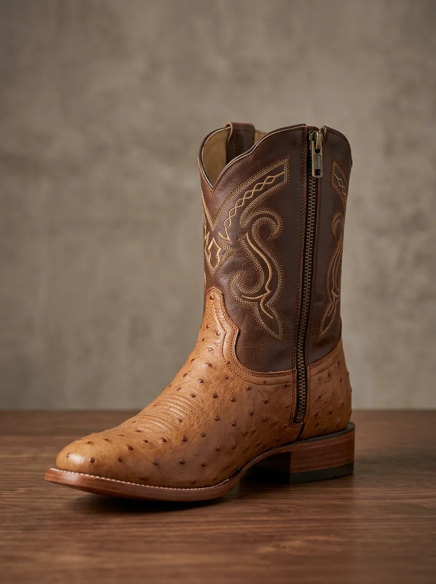 Men's Quilled-Vamp Embroidered Western Boots