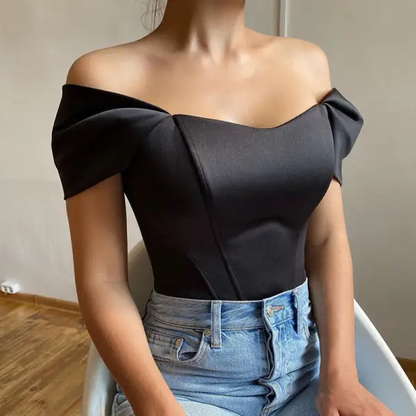 Satin Off Shoulder Fishtail Top