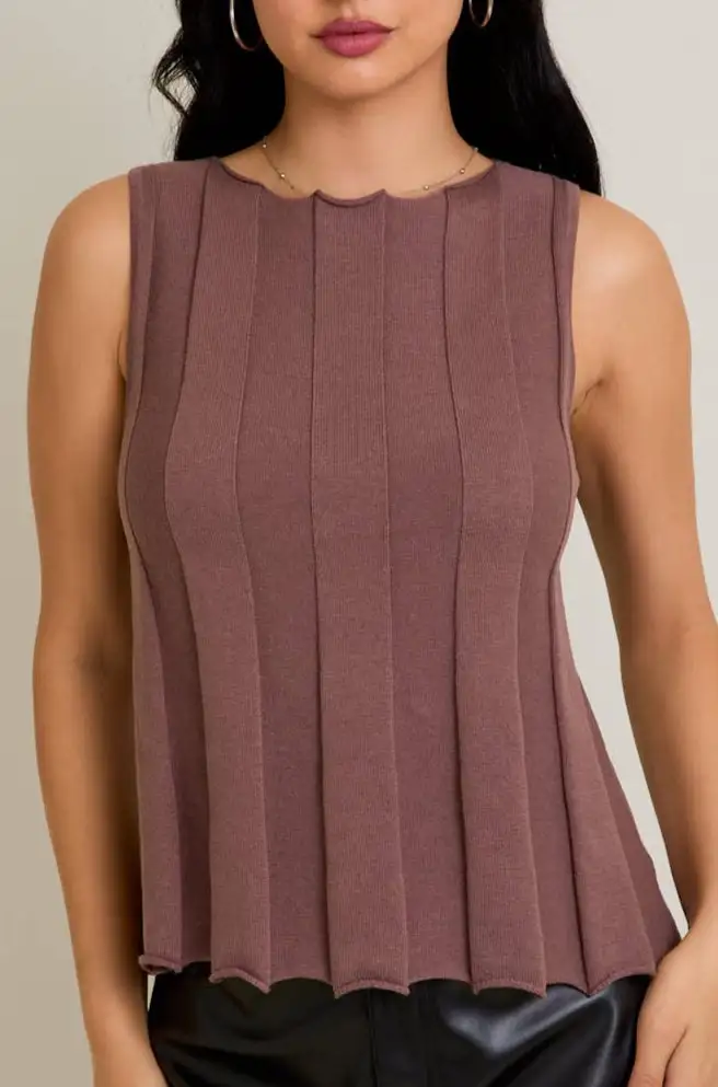 Ribbed Sleeveless Women's Blouse Top