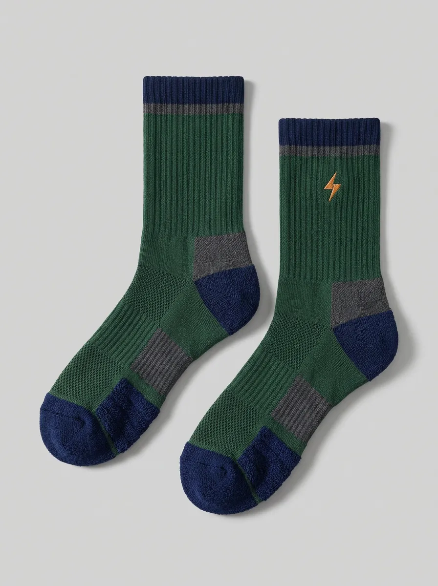Lightning Bolt Embroidered Crew Socks for Men