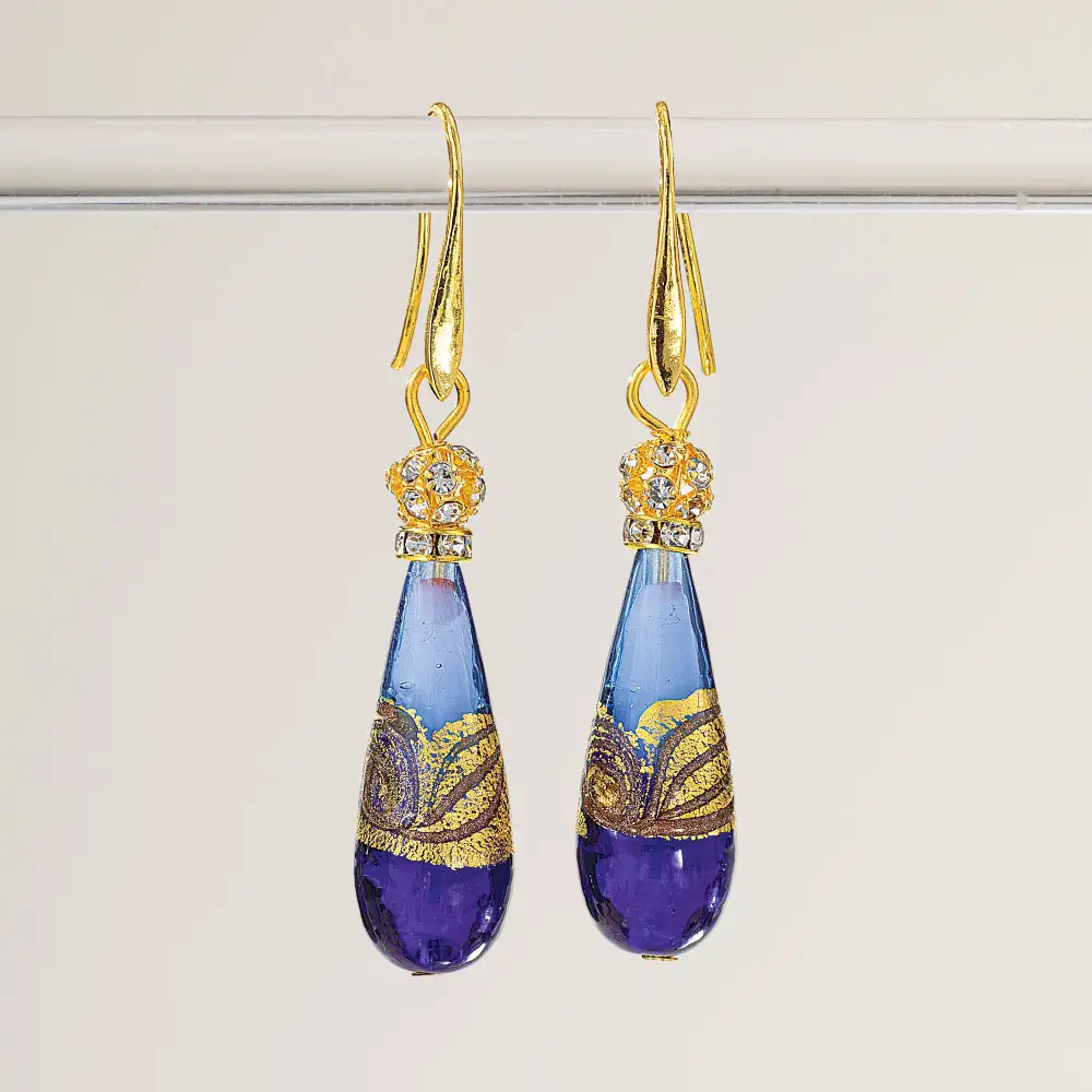 Polished Glass Teardrop Earrings