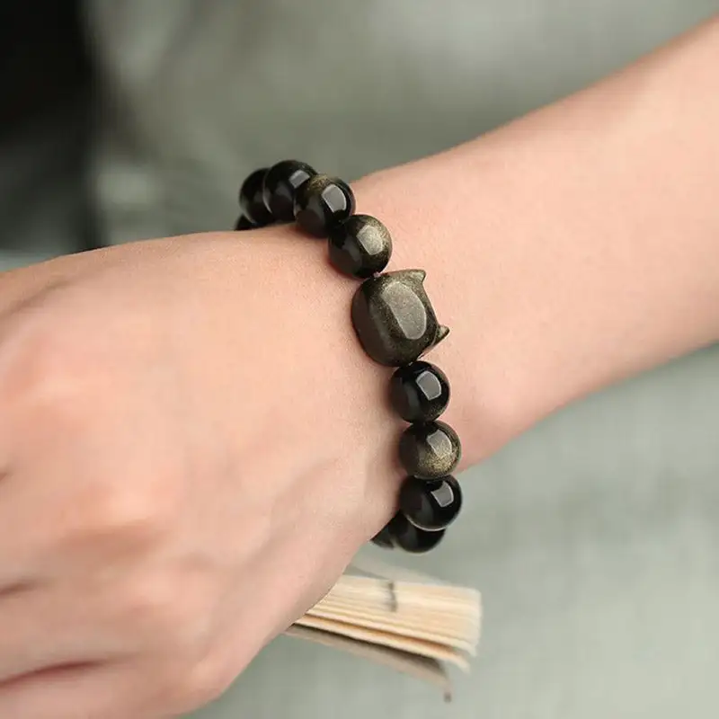Obsidian Lovely Paw Cat Bracelet