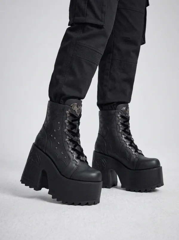 Dark Bat Moon Star Style Women's Gothic Platform Boots