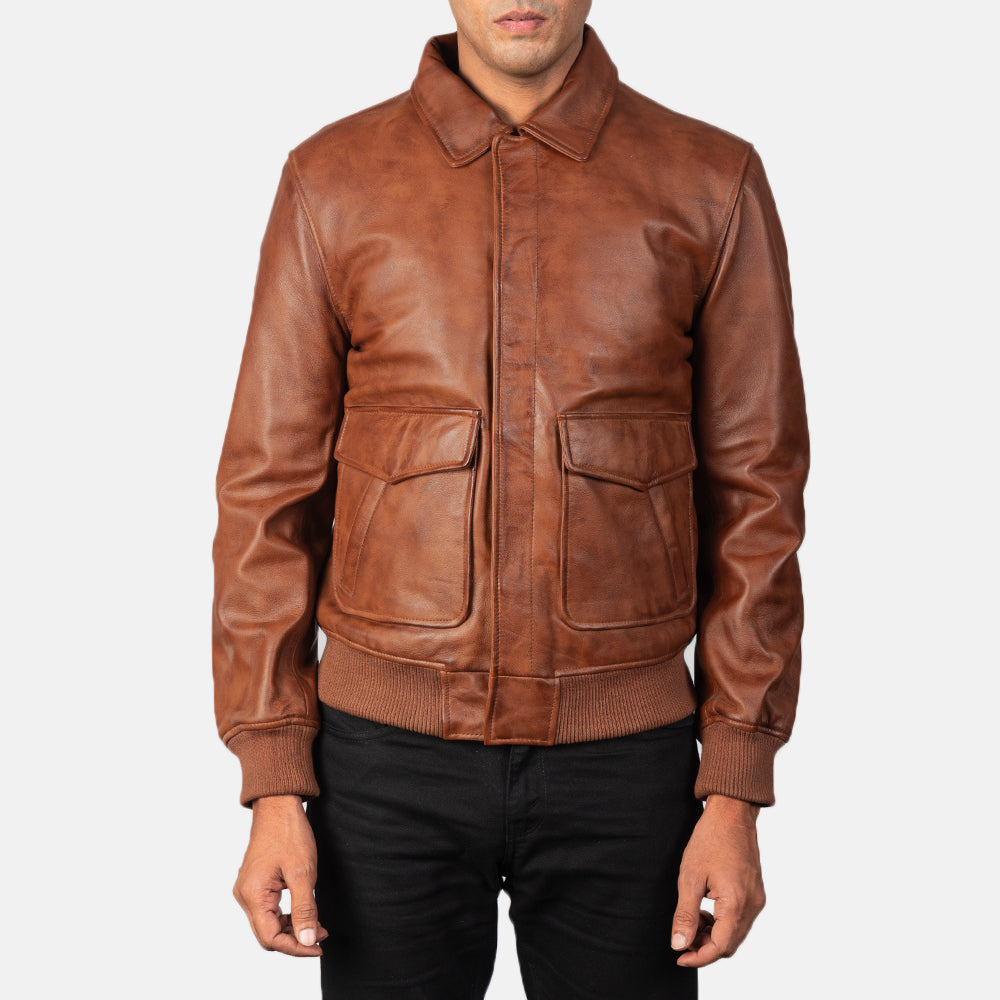 Men's Field Style Bomber Leather Jacket
