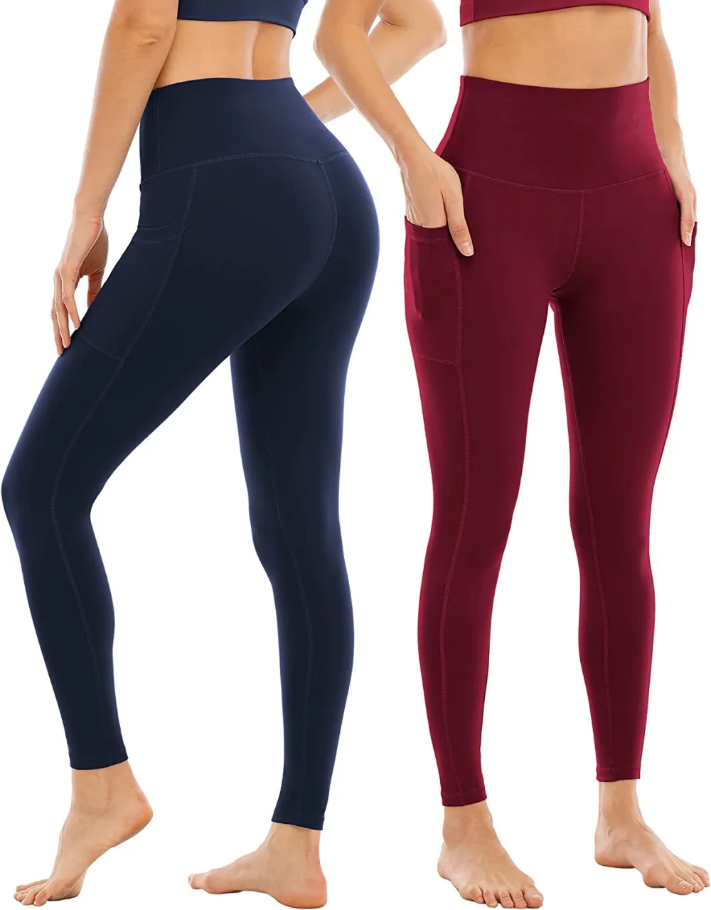 YOUNGCHARM 4 Pack Leggings with Pockets for Women,High Waist Tummy Control Workout Yoga Pants