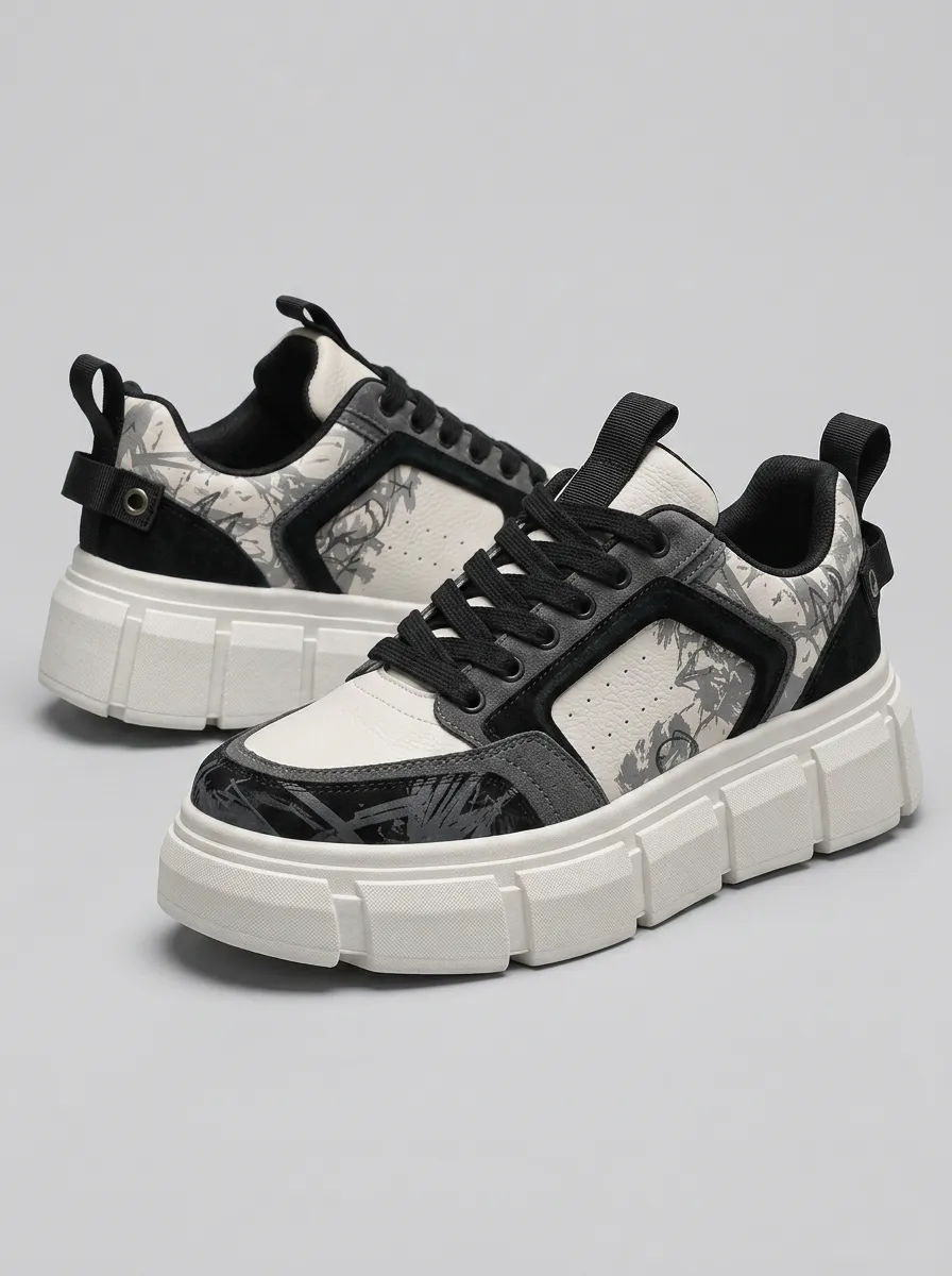 Men's Street Streetwear Graffiti Pattern Printed Platform Sneakers