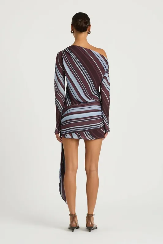 Midnight Stripe One-Shoulder Mini Dress