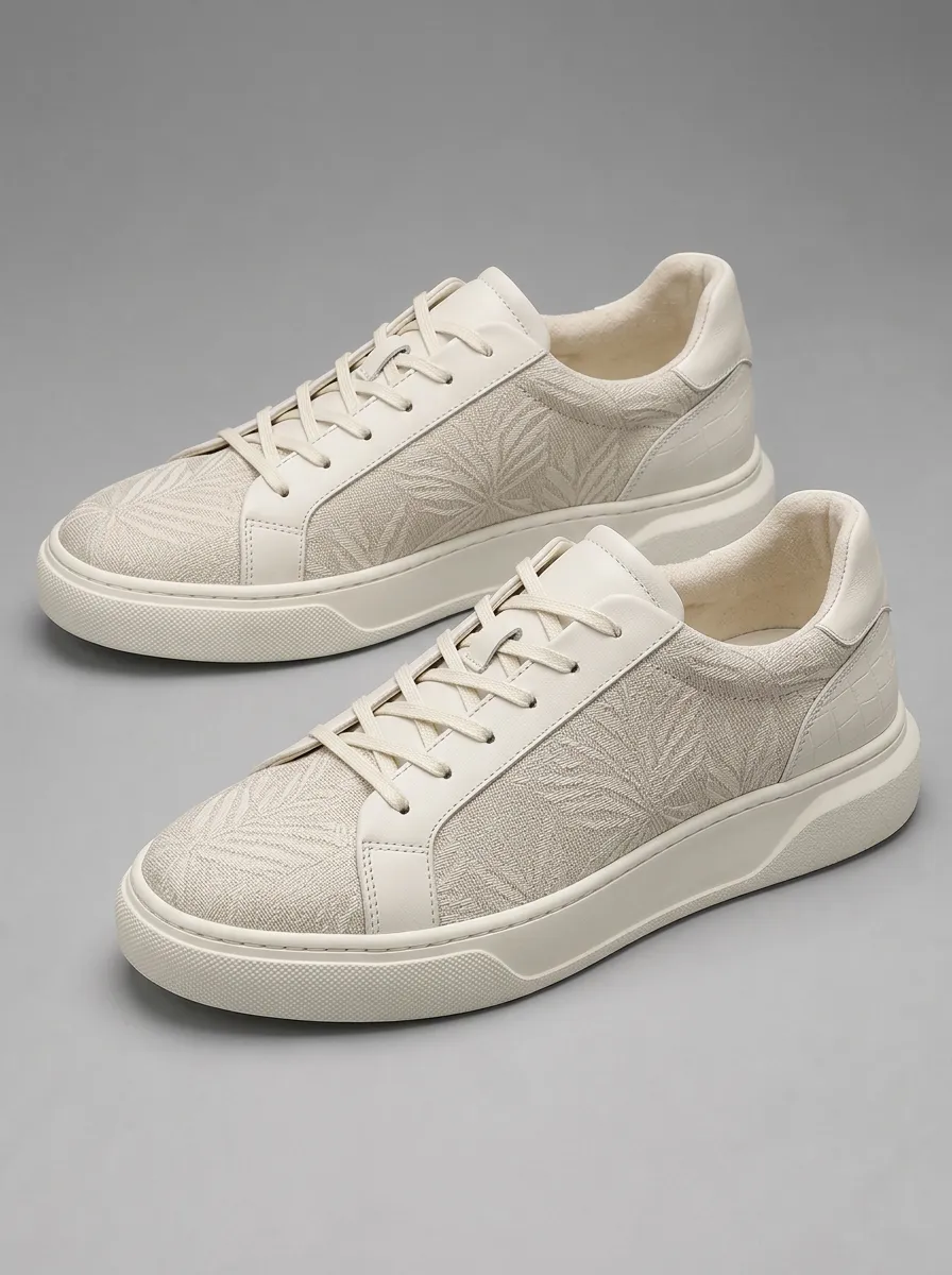 Men's Casual Tropical Leaf Pattern Skate Shoes